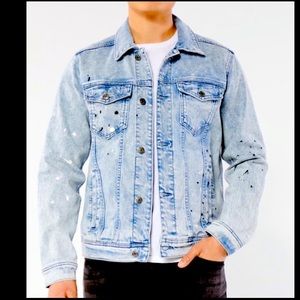 Hollister Light Wash Paint Splatter Denim Jacket